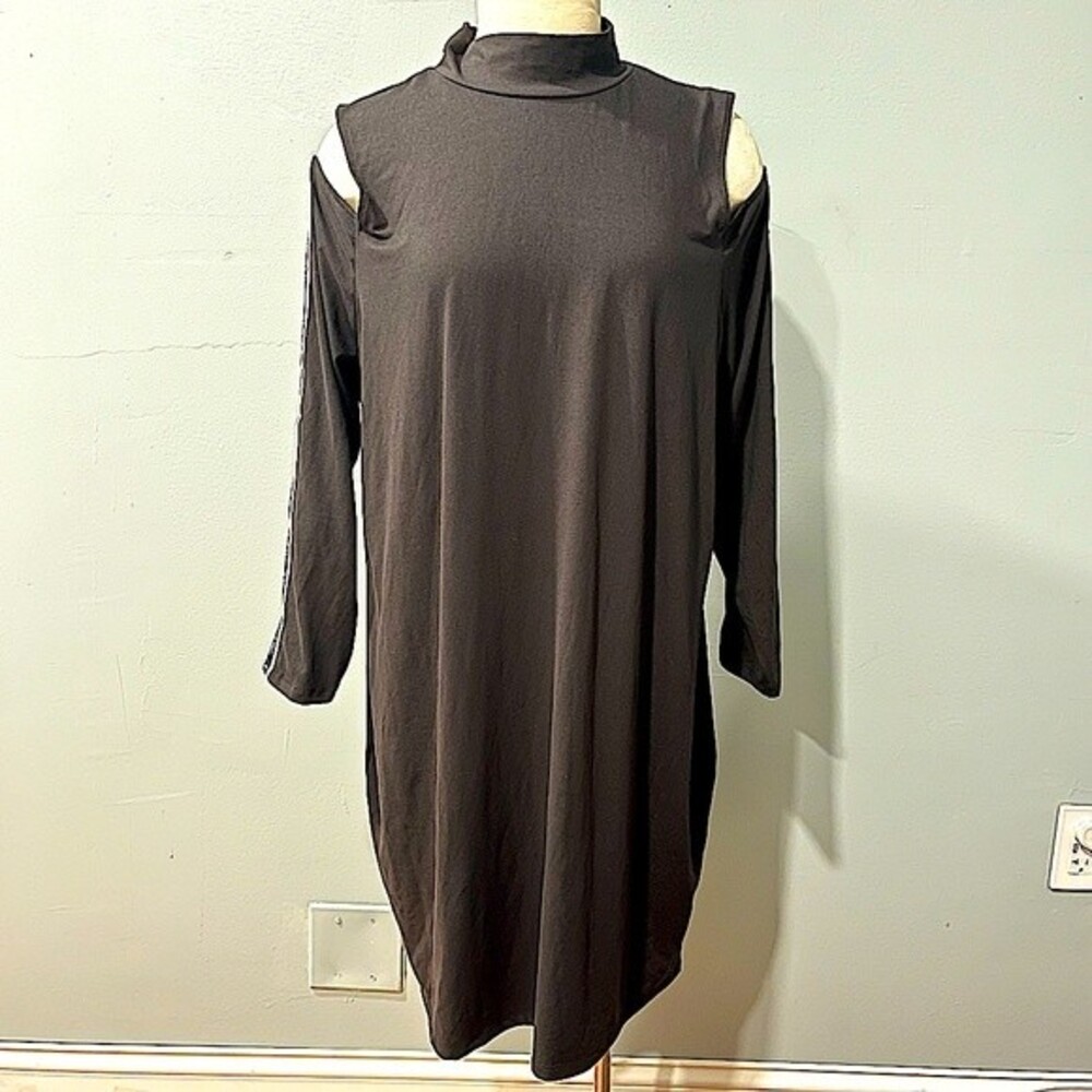 NWT Bebe Black Cold Shoulder Turtleneck Dress Size 2X